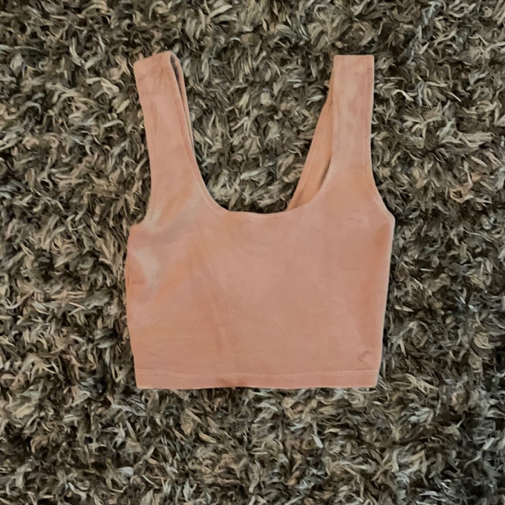 Pink suede crop top